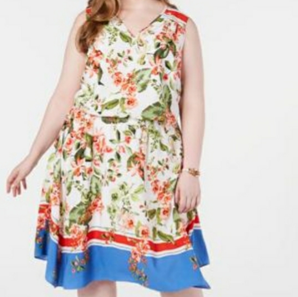 Tommy Hilfiger Plus Size Ivory Floral Dress